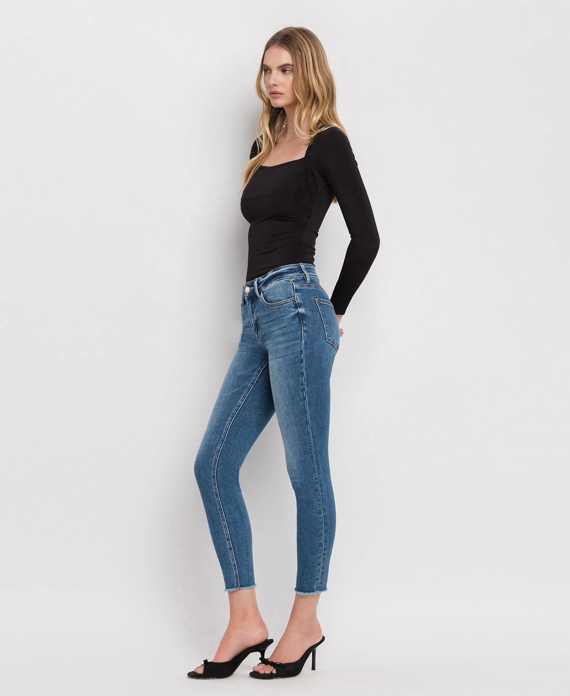 Wolf N Crane - Mid Rise Raw Hem Cropped Skinny Jeans