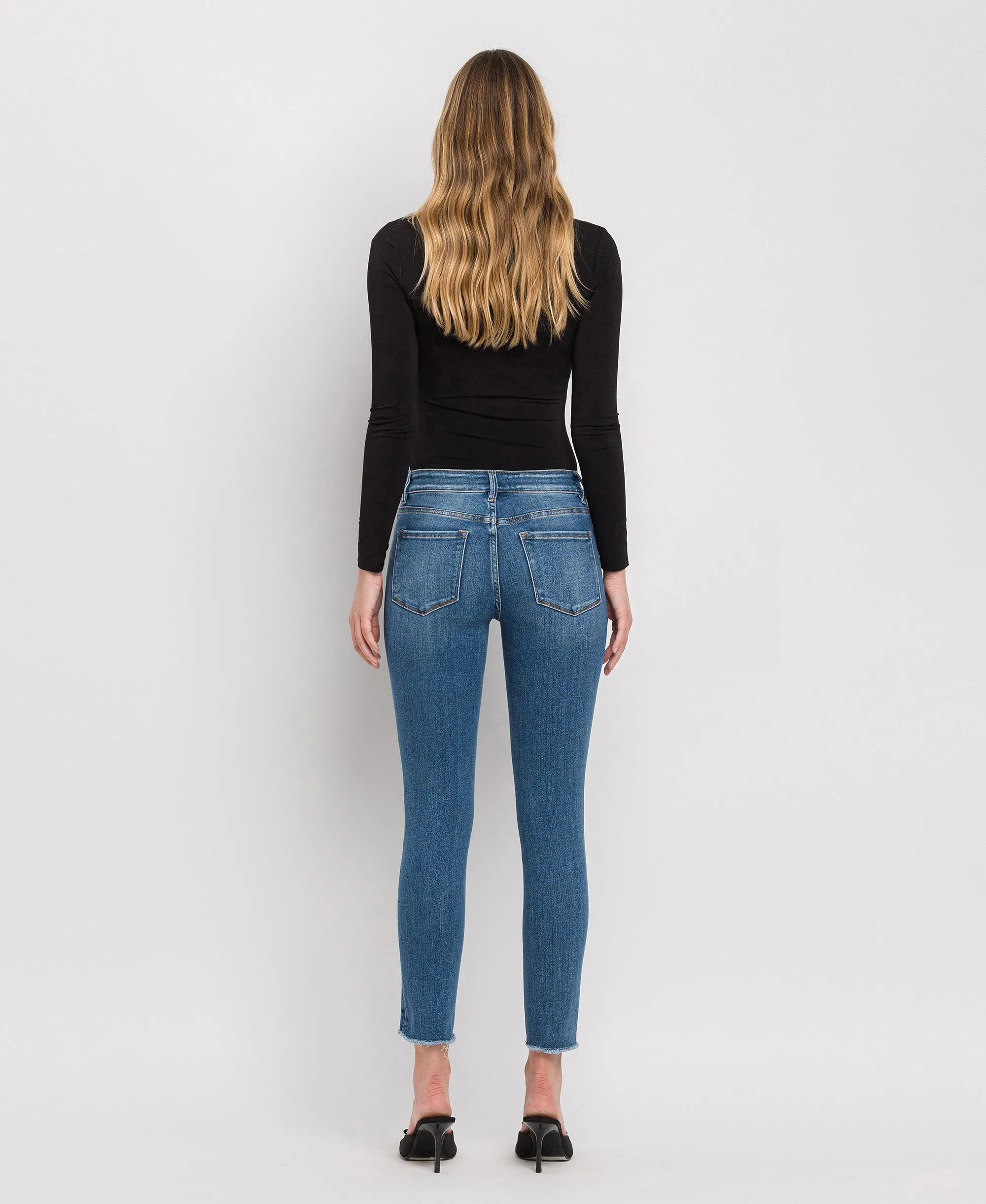 Wolf N Crane - Mid Rise Raw Hem Cropped Skinny Jeans